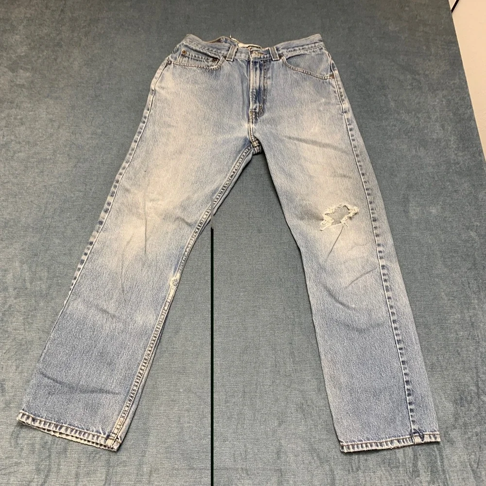 Levi's 505 Jeans Mens 31x30 Blue Light Wash Denim Cotton Distressed Regular Fit